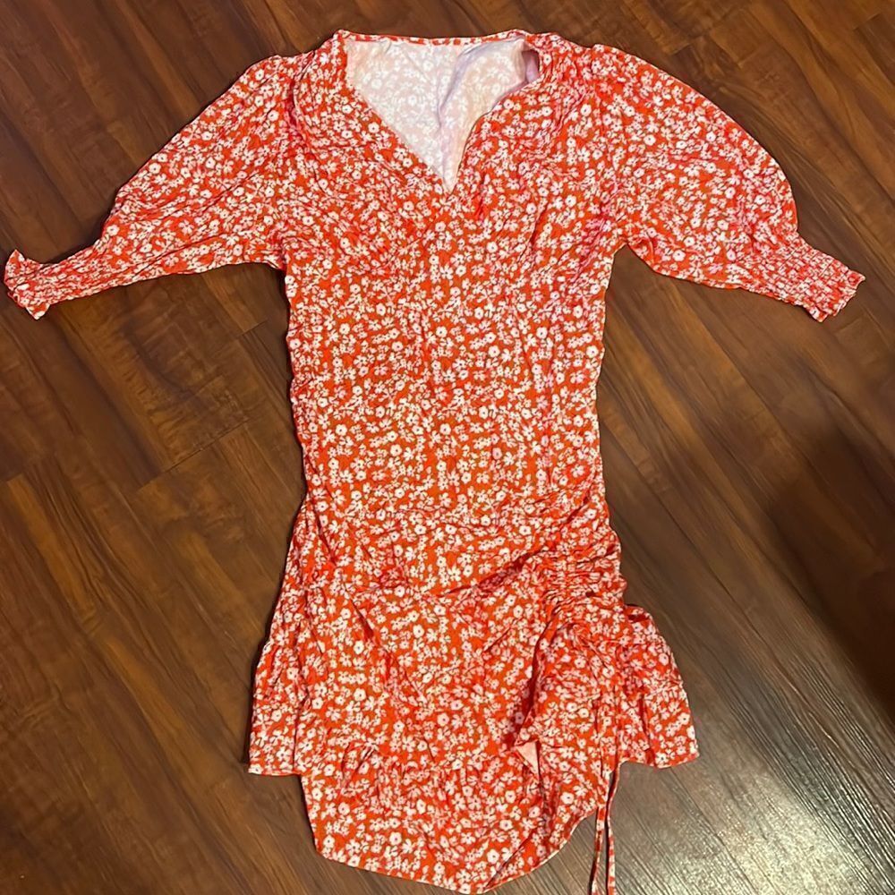 Red White Floral Summer Dress - Size SMALL - NWT - Red Mini Dress